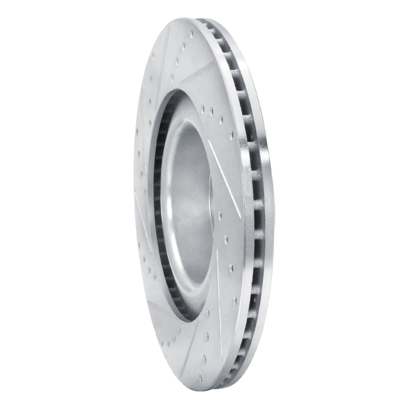 Tesla Model Y Brake Rotor (1) - Front Right - R1 Concepts - Drilled & Slotted - Silver - `20-`25